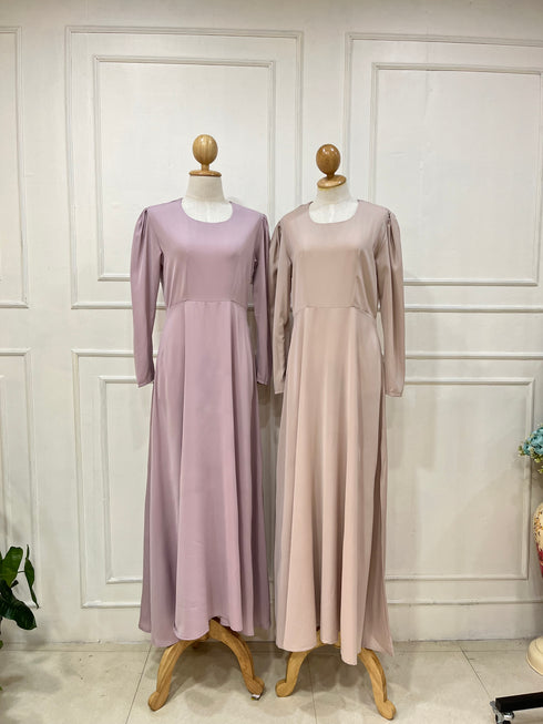 Women Round Neck Long Empire Dress